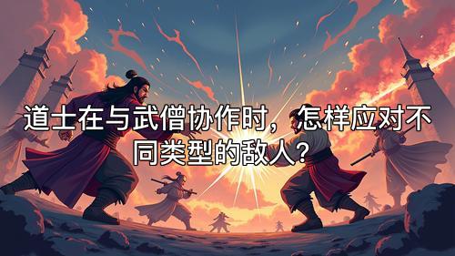 道士在与武僧协作时，怎样应对不同类型的敌人？