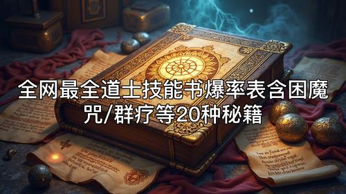 全网最全道士技能书爆率表含困魔咒/群疗等20种秘籍