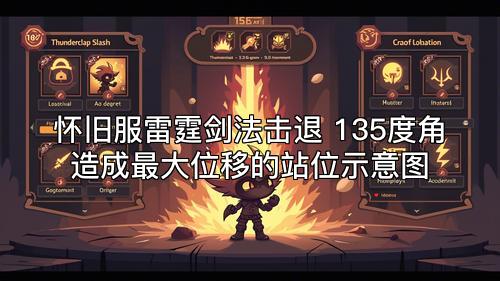 怀旧服雷霆剑法击退 135度角造成最大位移的站位示意图